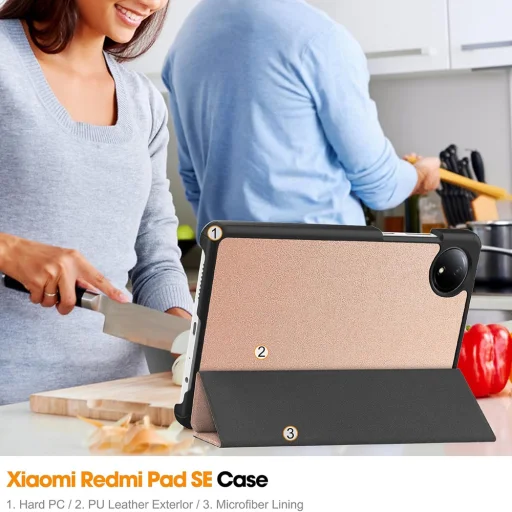  Techsuit - FoldPro - Xiaomi Redmi Pad SE 8.7 - Rózsaarany tok - 6