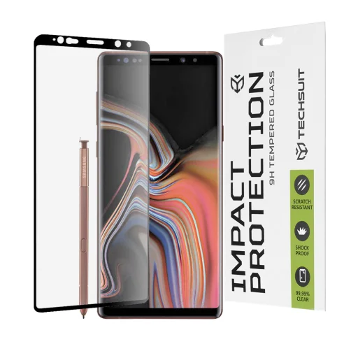  Techsuit - 111D Teljes Borítású / Teljes Ragasztású Üveg / 3D Ívelt Képernyő - Samsung Galaxy Note 9 - Fekete üvegfólia - 1