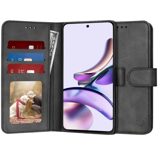  Techsuit - Naplókönyv - Motorola Moto G13 / G23 - Fekete tok - 1