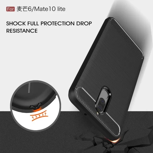  Techsuit - Karbon Szilikon - Huawei Mate 10 Lite - Fekete tok - 6