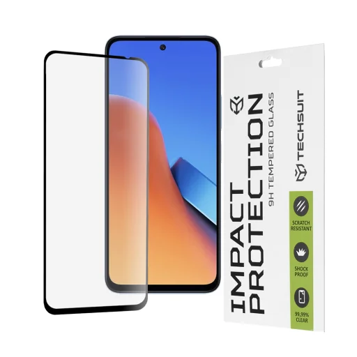  Techsuit - 111D Teljes Fedés / Teljes Ragasztású Üveg - Xiaomi Redmi 12 4G / 12 5G / 13 / Poco M6 4G - Fekete üvegfólia - 1