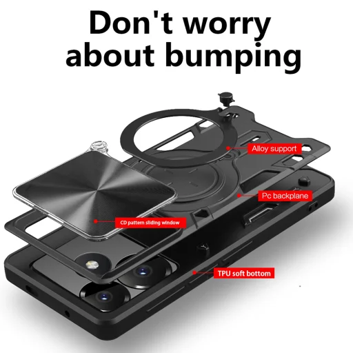  Techsuit - CamGuard Pro - Xiaomi Redmi 13 / Poco M6 4G - Fekete tok - 2