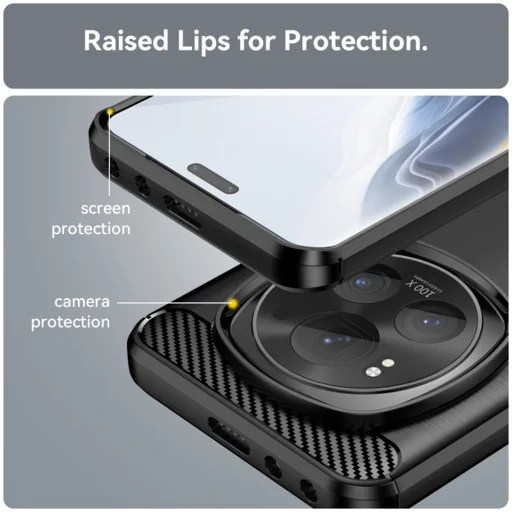  Techsuit - Szénszálas Szilikon - Honor Magic6 Pro - Fekete tok - 6