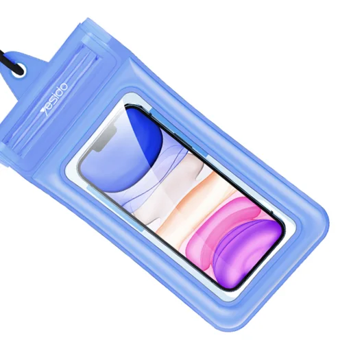 Yesido - Vízálló tok (WB11) - IPX8, maximum 6,8"-os telefonhoz - Kék - 5