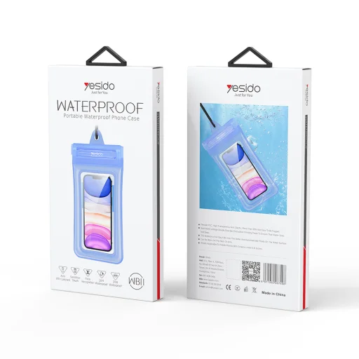 Yesido - Vízálló tok (WB11) - IPX8, maximum 6,8"-os telefonhoz - Kék - 13