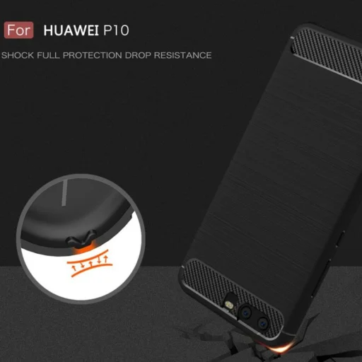  Techsuit - Carbon Szilikon - Huawei P10 - Fekete tok - 4