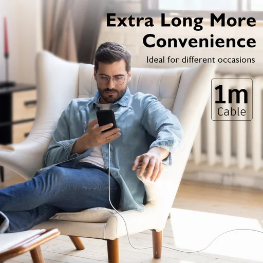 Techsuit - Adatkábel (PCB130) - Type-C to Type-C, Gyors töltés, 60W, 480Mbps, Alumínium ötvözet, 1m - Fehér - 5