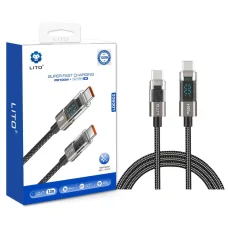 Lito - Adatkábel (LD09) - Lightningről Type-C-re, 100W magas sebességű töltés, LED kijelző, 1,2 m - Fekete