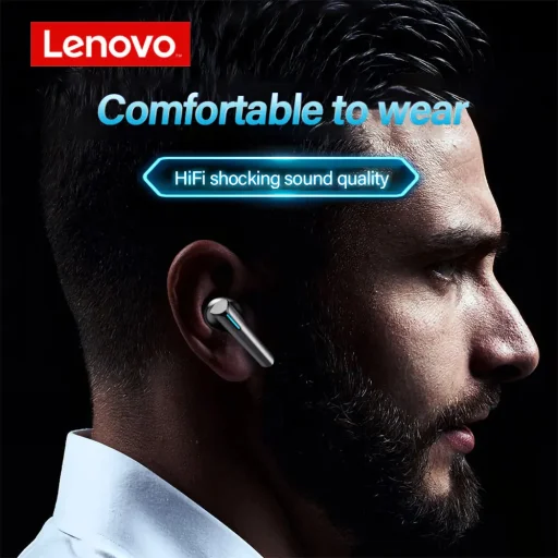 Lenovo - Vezeték nélküli fülhallgató (XG02) - Játékhoz, Bluetooth 5.0, Hi-Fi hangzás, Ergonomikus kialakítás - Fehér - 6