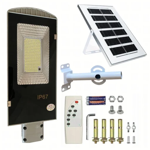 Napelemes kerti/utcai lámpa oszlopra 100W 129 LED RC-K-1328 - 1