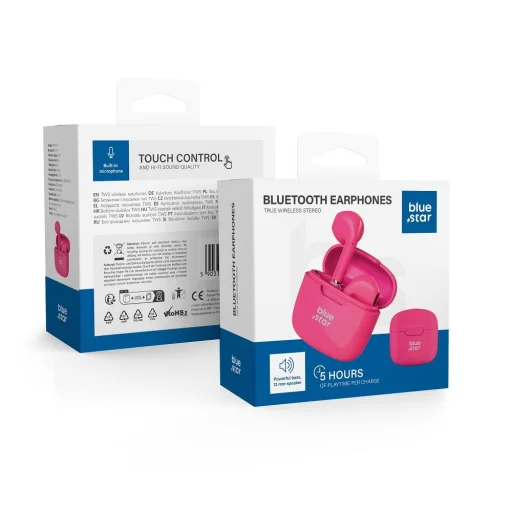 BLUE STAR vezeték nélküli fülhallgató bluetooth TWS FI7 rózsaszín - 1