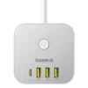 Baseus PowerCombo 7 az 1-ben hálózati elosztó kocka, 3 AC + 3 x USB-A + 1 x USB-C 20W 1,5 m - fehér thumbnail