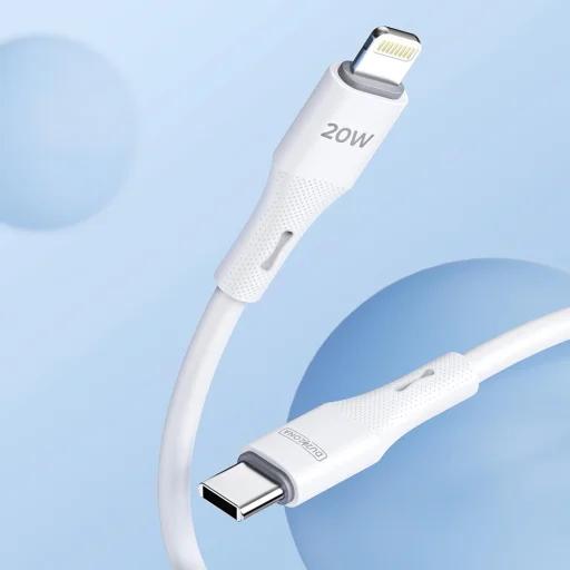  Duzzona - Adatkábel (A10) - Folyékony szilikon, USB-C - Villám, 20W, 1m - Fehér - 2