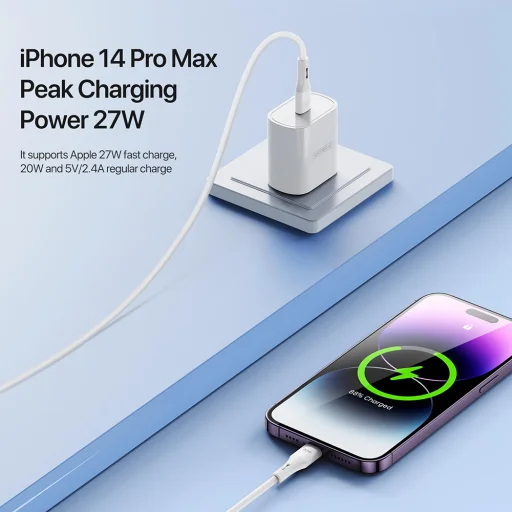  Duzzona - Adatkábel (A10) - Folyékony szilikon, USB-C - Villám, 20W, 1m - Fehér - 4