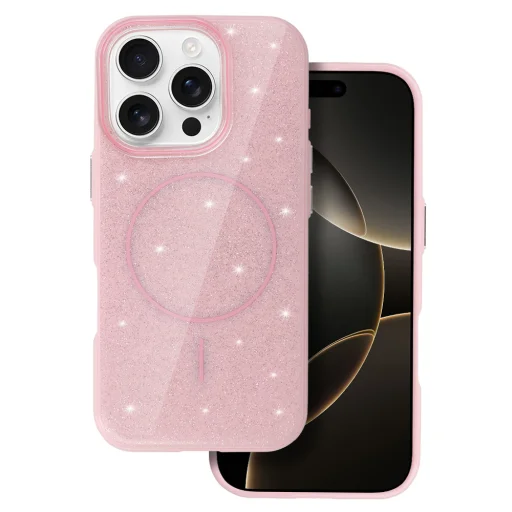  iPhone 13 Pro Max világos rózsaszín Magsafe Slim Shiny tok - 1