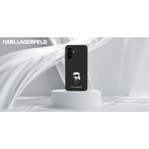 Karl Lagerfeld Fixált Csillámos Ikonik Logó Fém Kitűzős Tok Samsung Galaxy A56 - Fekete - 8