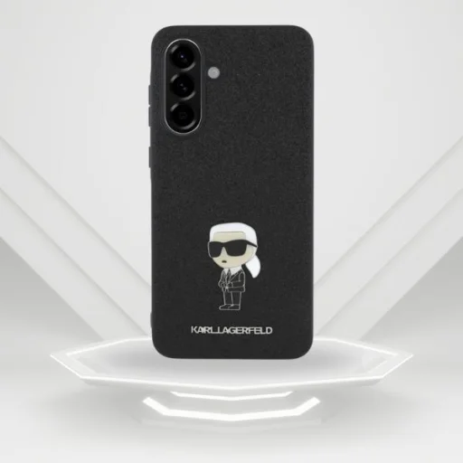 Karl Lagerfeld Fixált Csillámos Ikonik Logó Fém Kitűzős Tok Samsung Galaxy A56 - Fekete - 10