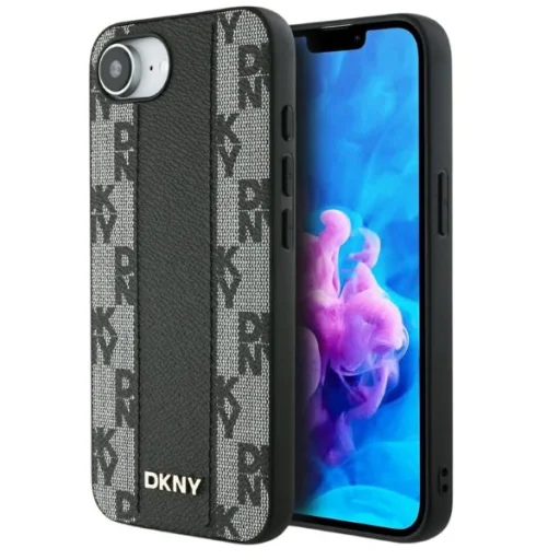  iPhone 16 Bőr Kockás Mono Minta MagSafe Tok - Fekete DKNY - 11