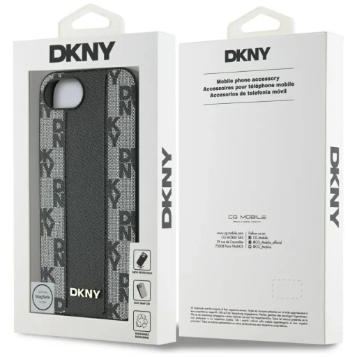 iPhone 16 Bőr Kockás Mono Minta MagSafe Tok - Fekete DKNY - 8