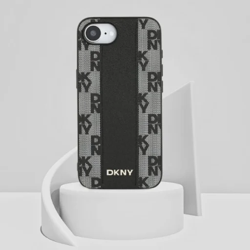  iPhone 16 Bőr Kockás Mono Minta MagSafe Tok - Fekete DKNY - 10