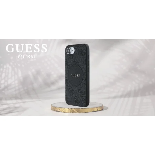  iPhone 16e Fekete Guess 4G Kör Klasszikus Logó MagSafe tok - 9
