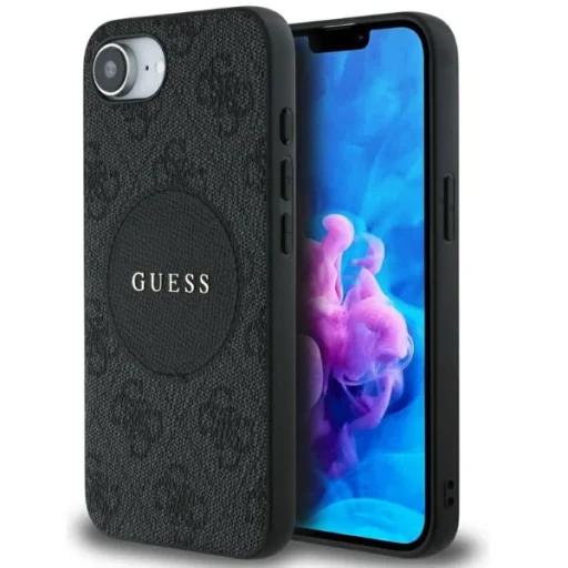  iPhone 16e Fekete Guess 4G Kör Klasszikus Logó MagSafe tok - 10