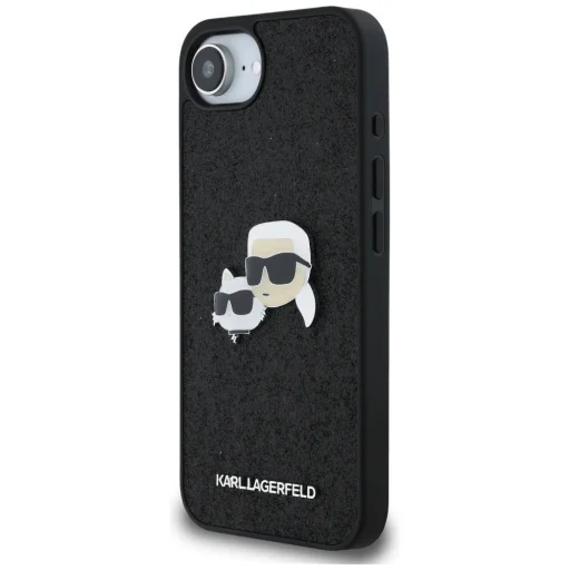  iPhone 16 Fekete Karl Lagerfeld Fixed Glitter Karl&Choupette Heads Metal Pin tok - 2