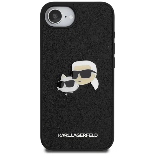  iPhone 16 Fekete Karl Lagerfeld Fixed Glitter Karl&Choupette Heads Metal Pin tok - 3