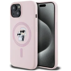  iPhone 15 Plus Pink Karl Lagerfeld Szilikon Karl&Choupette MagSafe tok