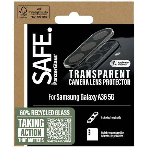 SAFE by PanzerGlass gyűrűs lencsevédő Samsung Galaxy A36 5G készülékhez - Átlátszó üvegfólia - 4