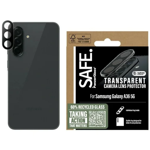 SAFE by PanzerGlass gyűrűs lencsevédő Samsung Galaxy A36 5G készülékhez - Átlátszó üvegfólia - 1