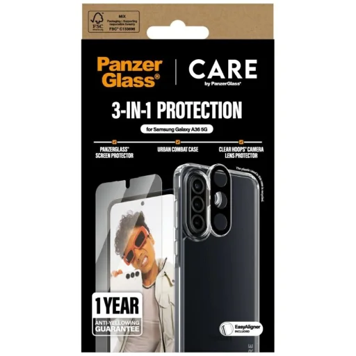 CARE by PanzerGlass Flagship 3in1 Tok+Üvegfólia+Kameravédő Samsung Galaxy A36 5G - átlátszó - 4
