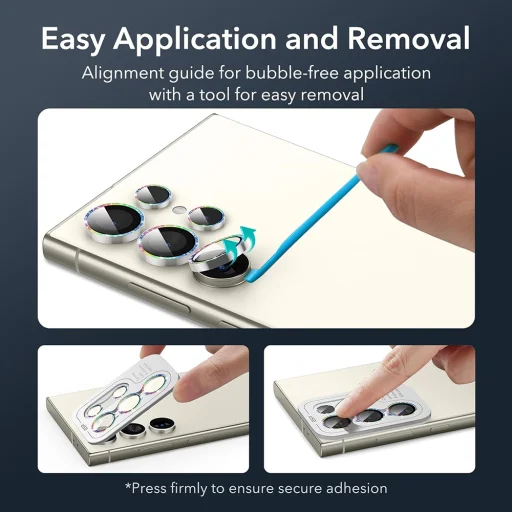  Samsung Galaxy S24 Ultra ESR Lencsevédő edzett üveg Strasszkő üvegfólia - 5