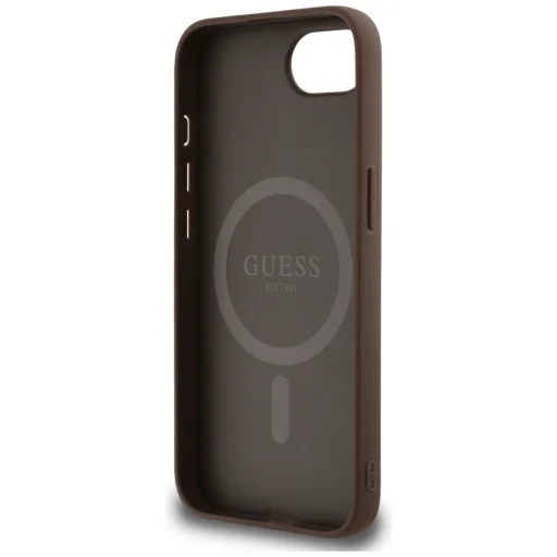 Hnedé puzdro GUESS kompatibilné s MagSafe pre iPhone 16e/17e (PU 4G Circle Classic Logo) GUHMPSE4P4PGRSGW puzdro - 5