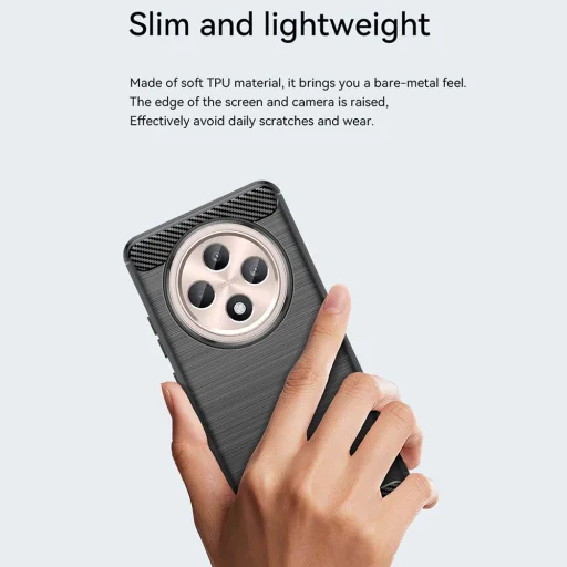  Techsuit - Szénszálas Szilikon - Oppo Reno12 F 4G / Reno12 F 5G / Reno12 FS - Fekete tok - 2