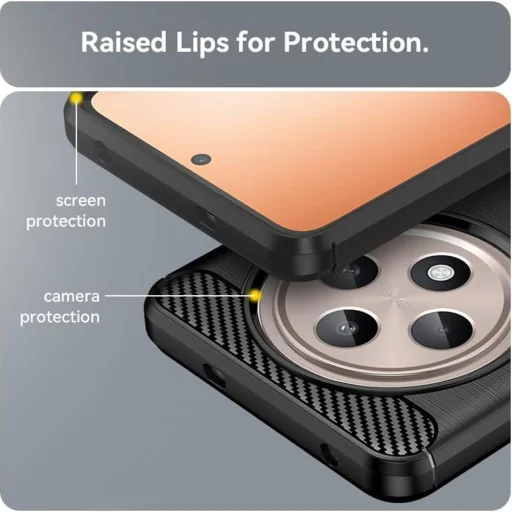  Techsuit - Szénszálas Szilikon - Oppo Reno12 F 4G / Reno12 F 5G / Reno12 FS - Fekete tok - 5