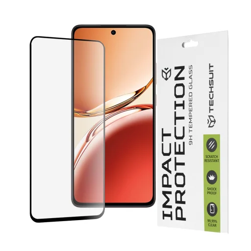  Techsuit - 111D Teljes Borítású / Teljes Ragasztású Üveg - Oppo Reno12 F 4G / Reno12 F 5G / Reno12 FS - Fekete üvegfólia - 1