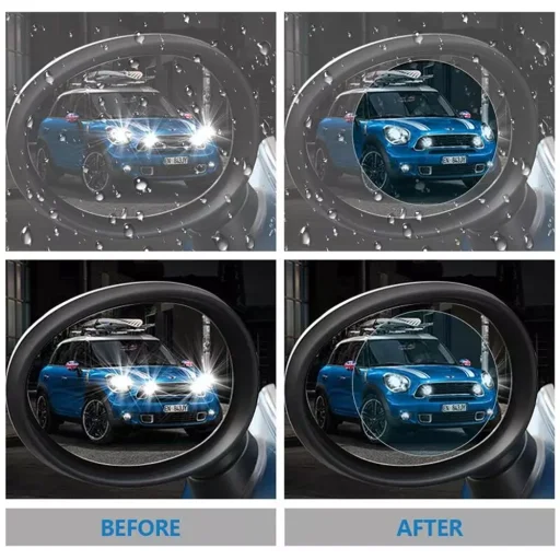  Techsuit - Esőálló fólia (2 darab) - autó visszapillantó tükörhöz, 95 x 135 mm - Átlátszó - 4