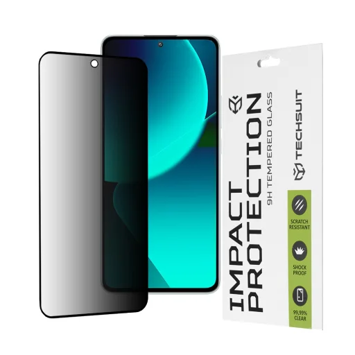  Techsuit - 111D Adatvédelmi Teljes Ragasztás - Xiaomi 13T / 13T Pro - Fekete üvegfólia - 1