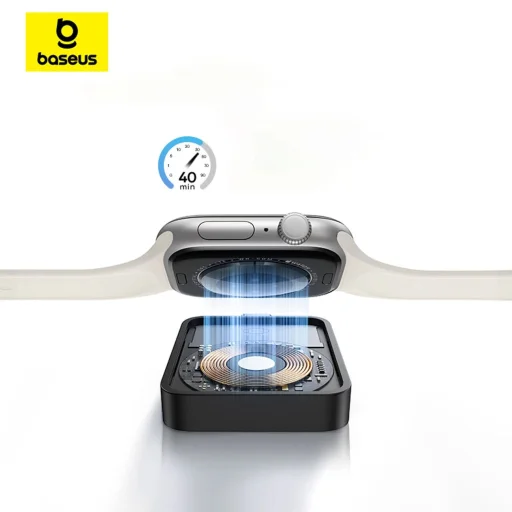 Baseus MagPro 2.5W Mágneses Induktív Töltő Apple Watch-hoz - Fekete - 7
