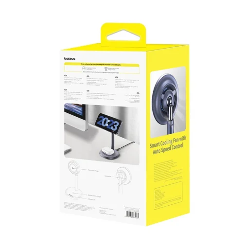 Baseus Orbit 2 Pro MagSafe Qi2 20W 2 az 1-ben Induktív Töltő Hűtéssel - Szürke - 12