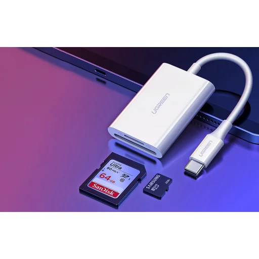 Ugreen 2-az-1-ben USB-C Kártyaolvasó CM265 (fehér) - 5