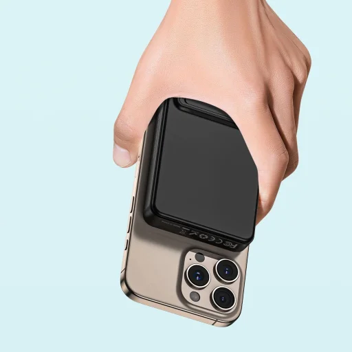 Wozinsky WLWP-10KA0Y3S 22.5W PD Qi2 10000 mAh powerbank támasztékkal, 1x USB-A, 1x USB-C - fekete - 19