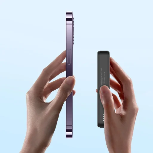 Wozinsky WLWP-10KA0Y3S 22.5W PD Qi2 10000 mAh powerbank támasztékkal, 1x USB-A, 1x USB-C - fekete - 22