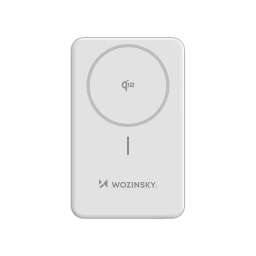 Wozinsky WLWP-10KA0Y3WS 22,5W PD Qi2 10000 mAh powerbank állvánnyal, 1x USB-A, 1x USB-C - fehér - 3