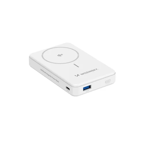 Wozinsky WLWP-10KA0Y3WS 22,5W PD Qi2 10000 mAh powerbank állvánnyal, 1x USB-A, 1x USB-C - fehér - 4
