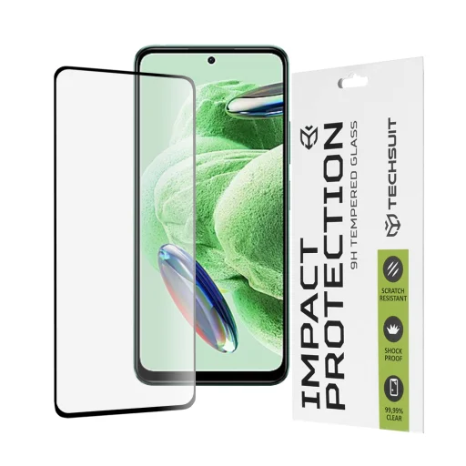  Techsuit - 111D Teljes Borítású / Teljes Ragadványú Üveg - Xiaomi Redmi Note 12 5G / Note 12 4G / Poco X5 - Fekete üvegfólia - 1