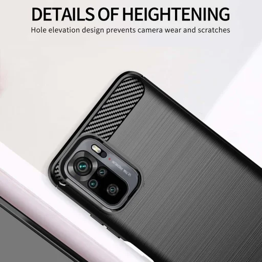  Techsuit - Szénszálas szilikon tok - Xiaomi Redmi Note 10 4G / Note 10S / Poco M5s - Fekete - 4