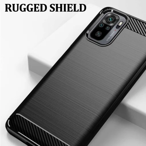  Techsuit - Szénszálas szilikon tok - Xiaomi Redmi Note 10 4G / Note 10S / Poco M5s - Fekete - 6