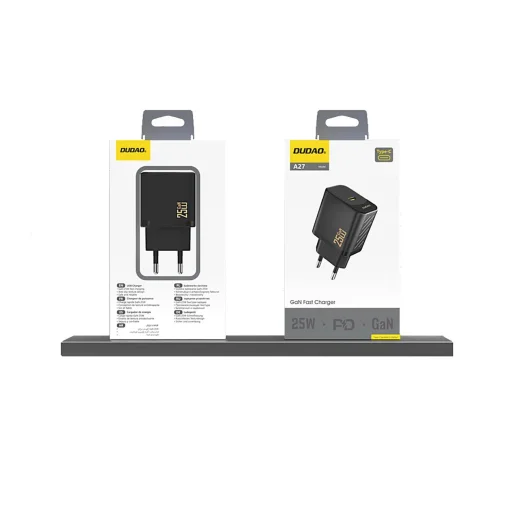Dudao A27 25W GaN USB-C Fali Töltő - Fekete - 4